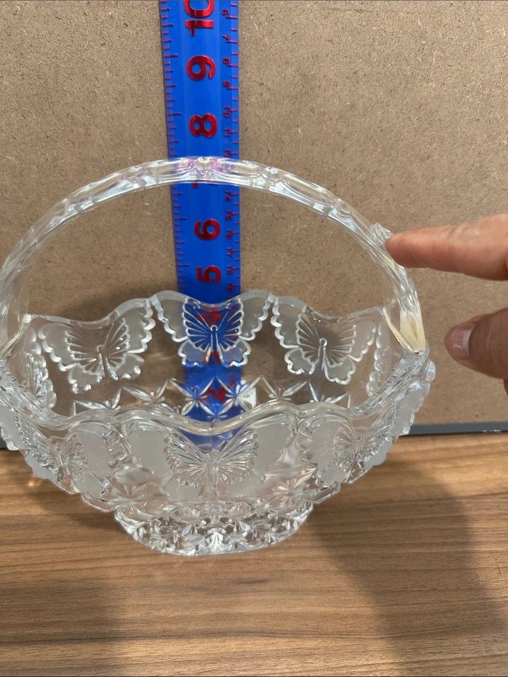 Clear Glass Butterfly Basket - Decorative Home Accent